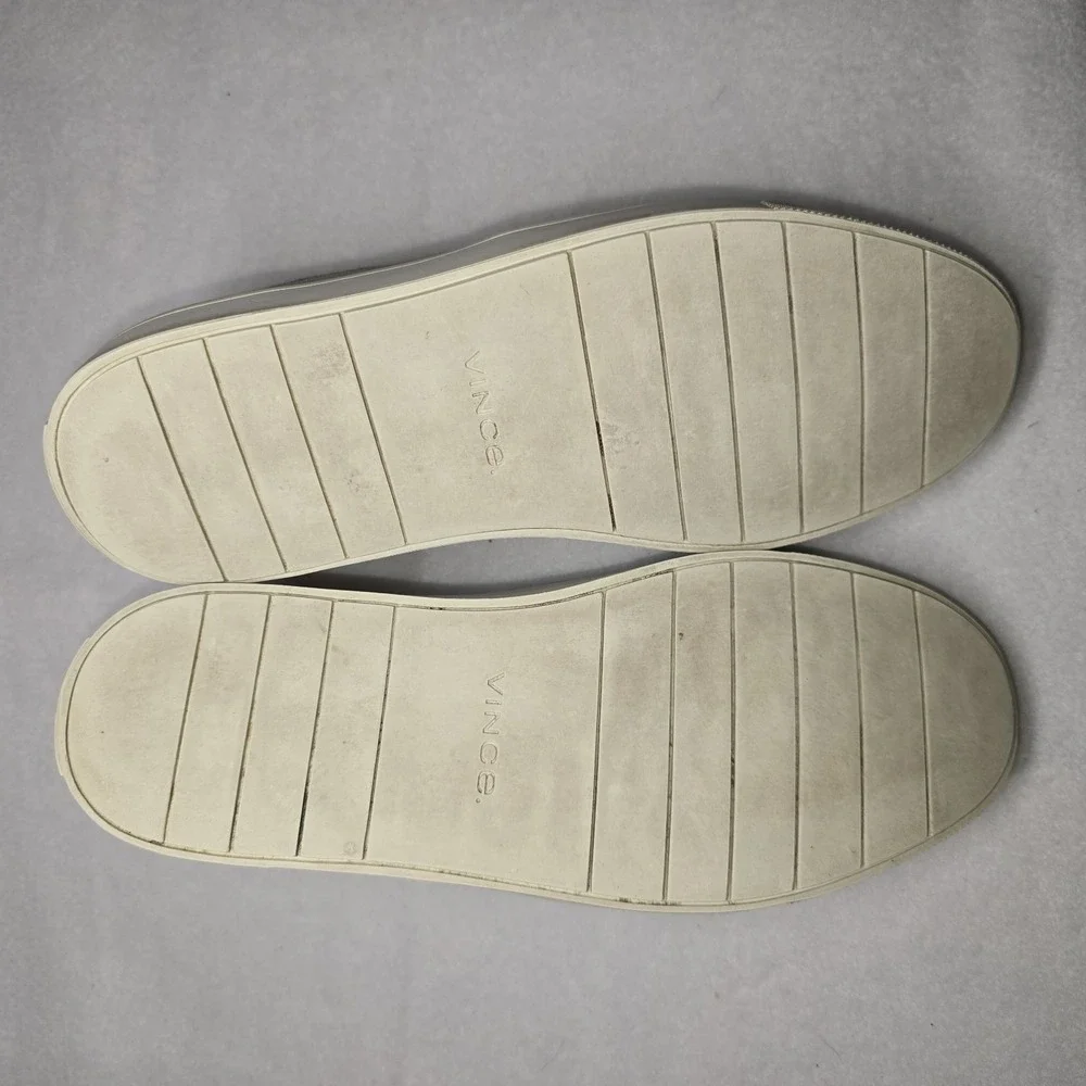 Vince Knit Leather Sneakers Gray Slip-On Shoes Textured Casual Preppy Womens 7.5